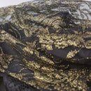 Black Lace Floral Embroidery V-Neck 3/4 Sleeve Elegant Midi Dress