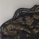 Black Lace Floral Embroidery V-Neck 3/4 Sleeve Elegant Midi Dress