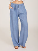 Casual Wide Leg Women's Pants with Elastic Drawstring Waist