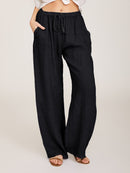 Casual Wide Leg Women's Pants with Elastic Drawstring Waist