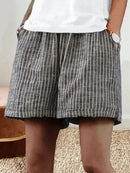 Women's Casual Loose Cotton Striped Shorts