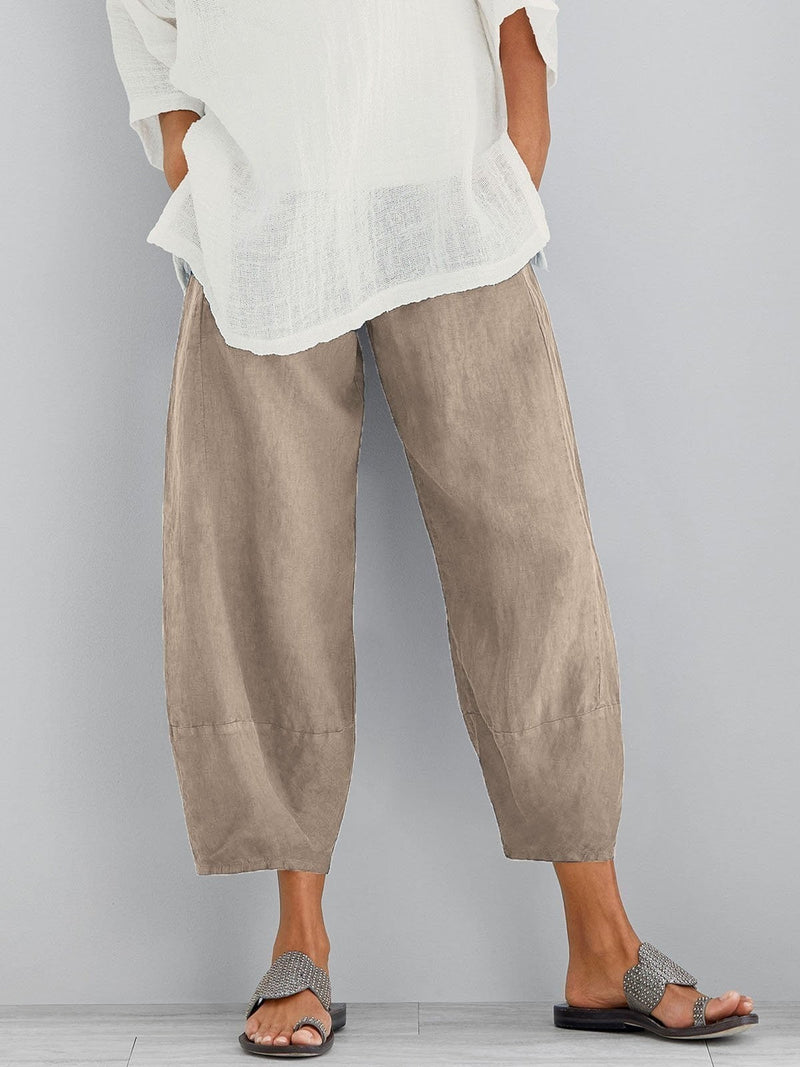 Women's Cropped Relaxed Cotton Trousers