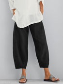 Women's Cropped Relaxed Cotton Trousers