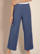 Side-Button Wide Leg Pants for Women
