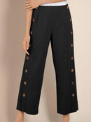 Side-Button Wide Leg Pants for Women