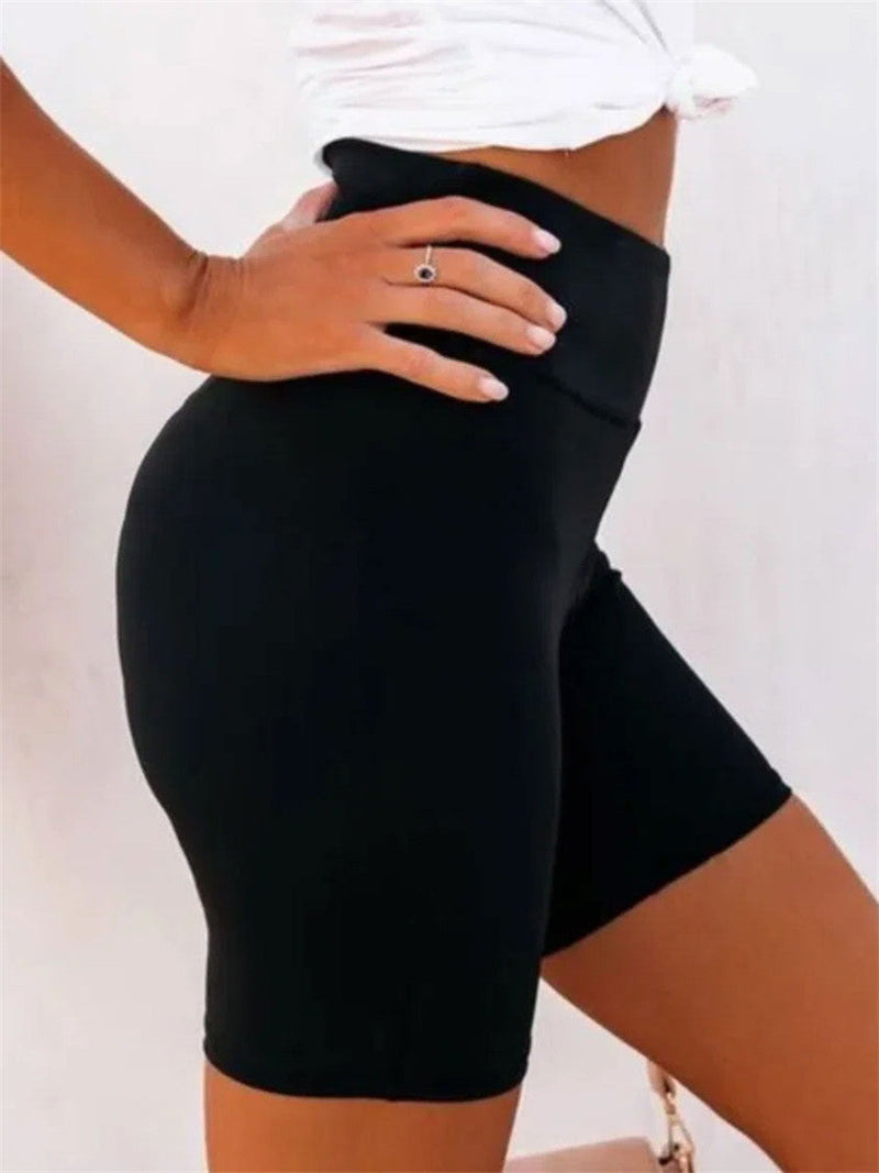 Black Casual High Waist Short Leggings
