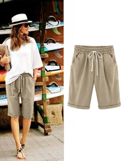 Summer Women's Relaxed Cotton Shorts with Pockets